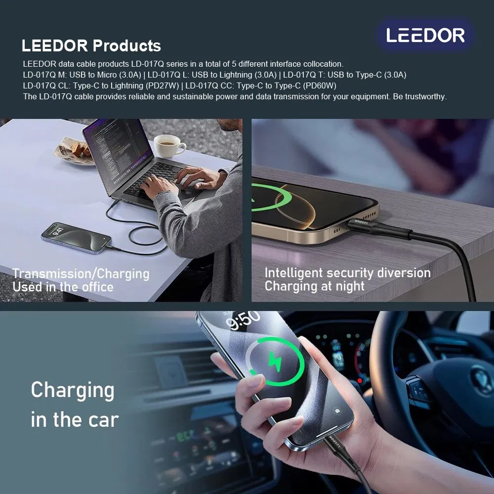 1m 3A Fast Charging Data Cable with High-Speed Data Transfer for Devices (Universal Compatibility)