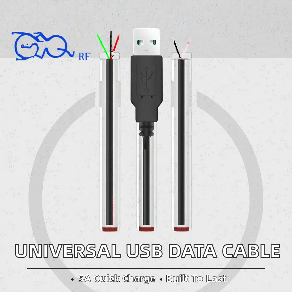 Strong Universal USB Female Male 2 Core 5A Fast Charging PVC High Speed 4 Wire Data Cable to Open Bare End