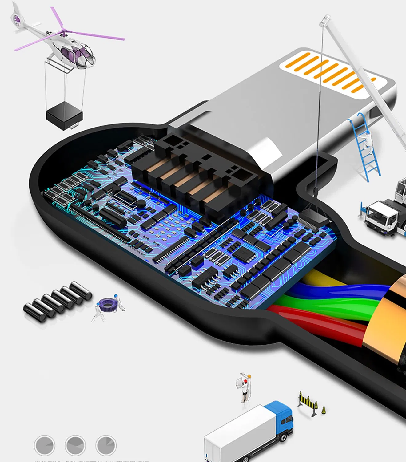 Universal iPhone LED 90 Degree Lightning Charging Cable USB LED Light Wire
