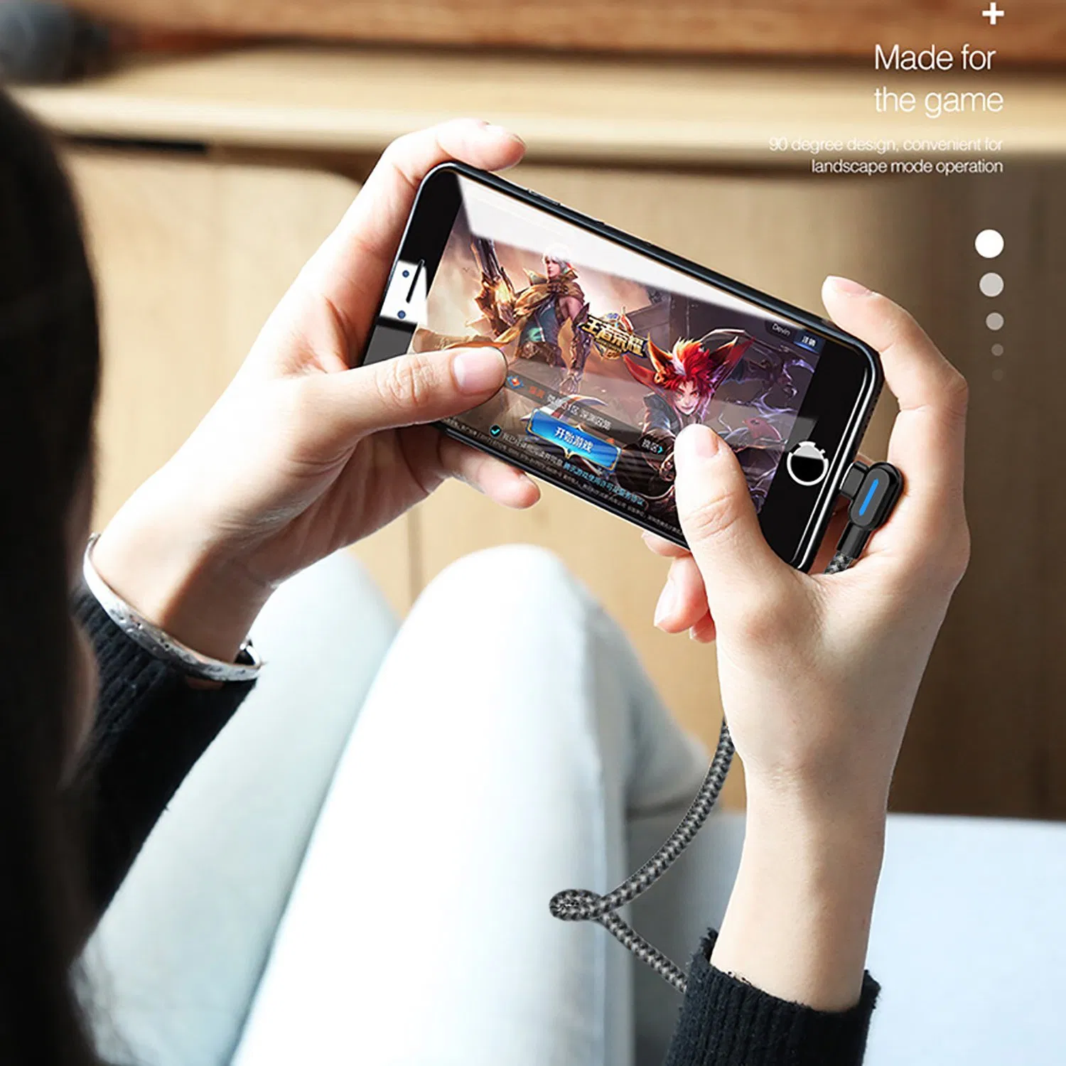 Universal iPhone LED 90 Degree Lightning Charging Cable USB LED Light Wire