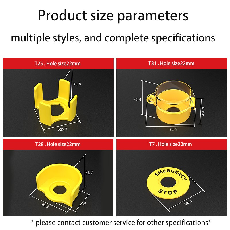 Hban Universal 16mm Emergency Stop Switch Warning Circle with High-Visibility Ring
