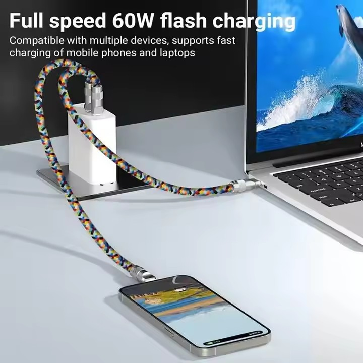 Universal Braided Fast Charging Lanyard Cable Pd 60W Type C USB-C Crossbody Charge Cable