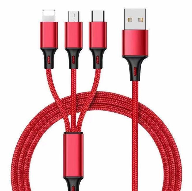 Free Sample 2.4A Multiple Universal 3in1 Charger One USB Multi 3 in 1 De Carga 3 En PARA cellular Charging Data Cable for Phone