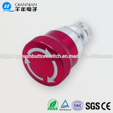 19mm Mushroom Aluminum Red Emergency Stop for Rotate Machine Outil