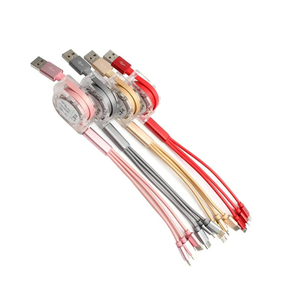Universal Popular Cheap Multi Retractable 3 in 1 3A Fast Charging Mobile Phone USB Cable