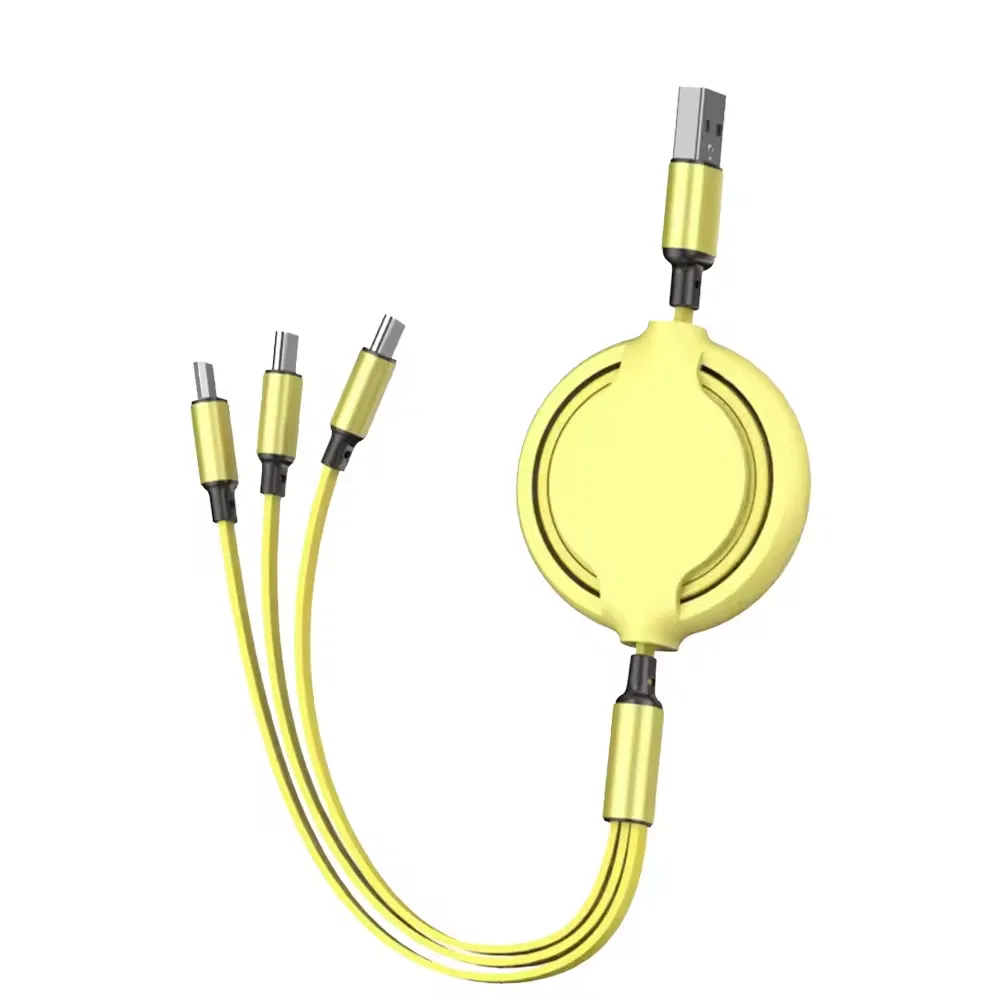 Universal Retractable 3-in-1 Cable USB Type-C Fast Charging Cable Flexible Data Cable for Phone/Type C/Android