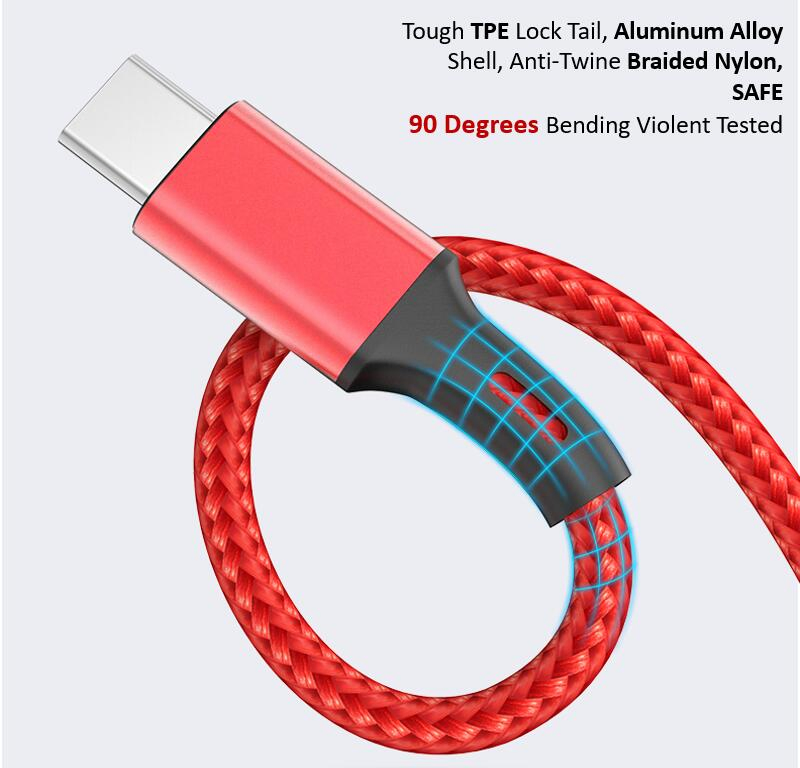 1.2m Mob Phone Cable 3 in 1 Multi Use Fast Charger Cable,Micro USB Type C Lightening Charging Cable,Universal Charging Data Cable, Phone Data Wire Nylon Braided