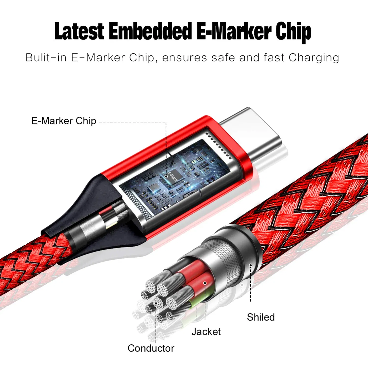 Universal Type C to Type C Nylon Charging Cable with Reinforced Braided Jacket