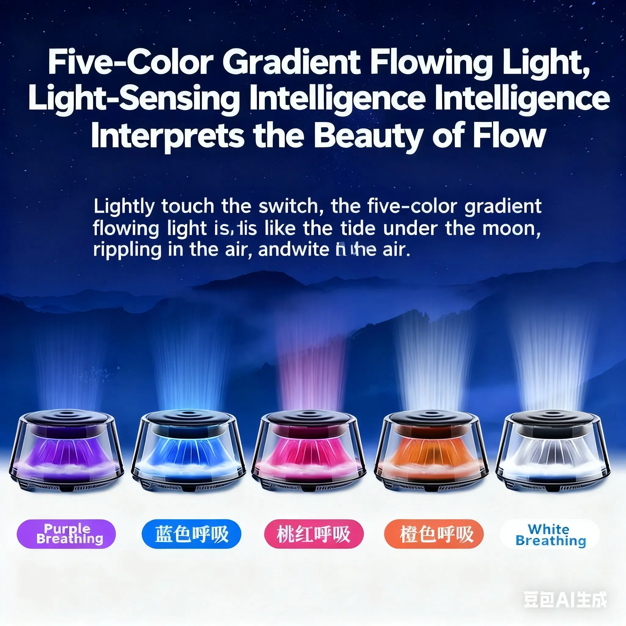 Car Aroma Diffuser Gardenia Scent [Starts and Stops with The Car, Instantly Fills The Car with Fragrance, Five-Color Ambient Lights] Fragrance
