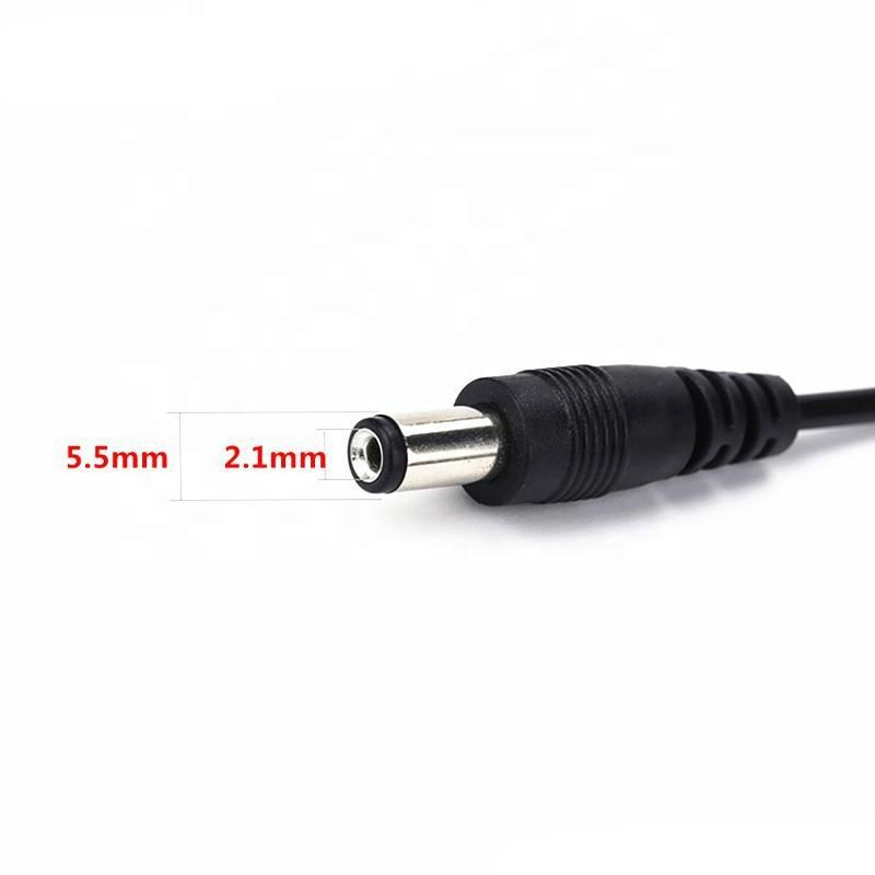 Universal Black USB to DC Power Cable 5.5*2.1mm Adapter 5V Charging Wire PVC Insulation Copper Conductor O. 5m