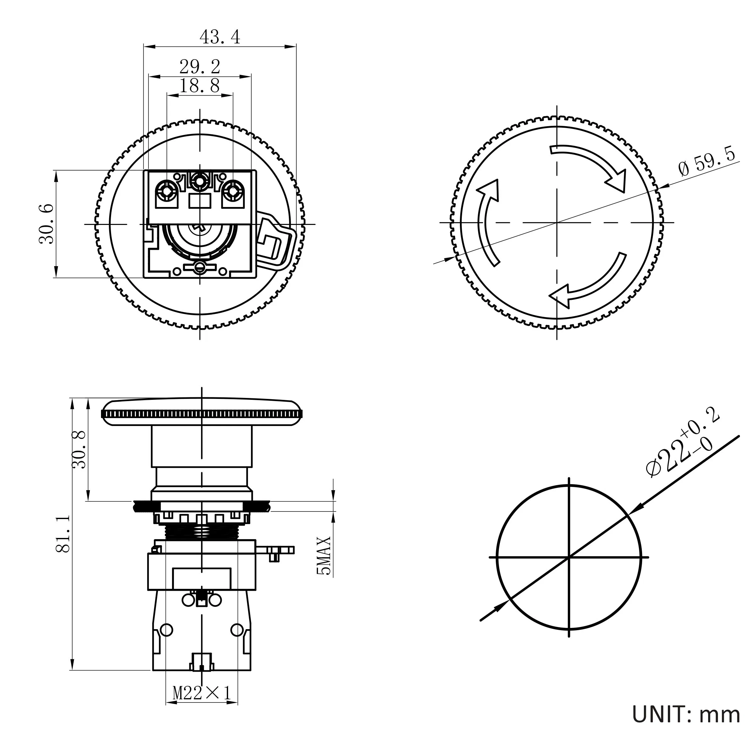 Red 22mm Mushroom Head Emergency Stop Button for Instant Safety Shutdown with Box