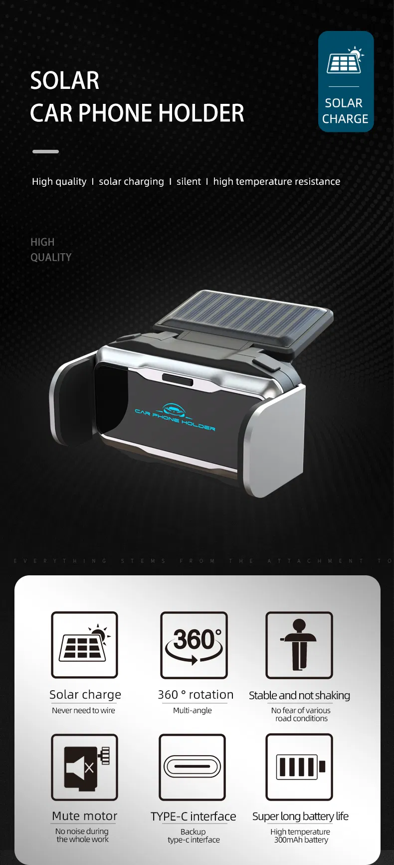 Solar Powered Car Charger Detail 1