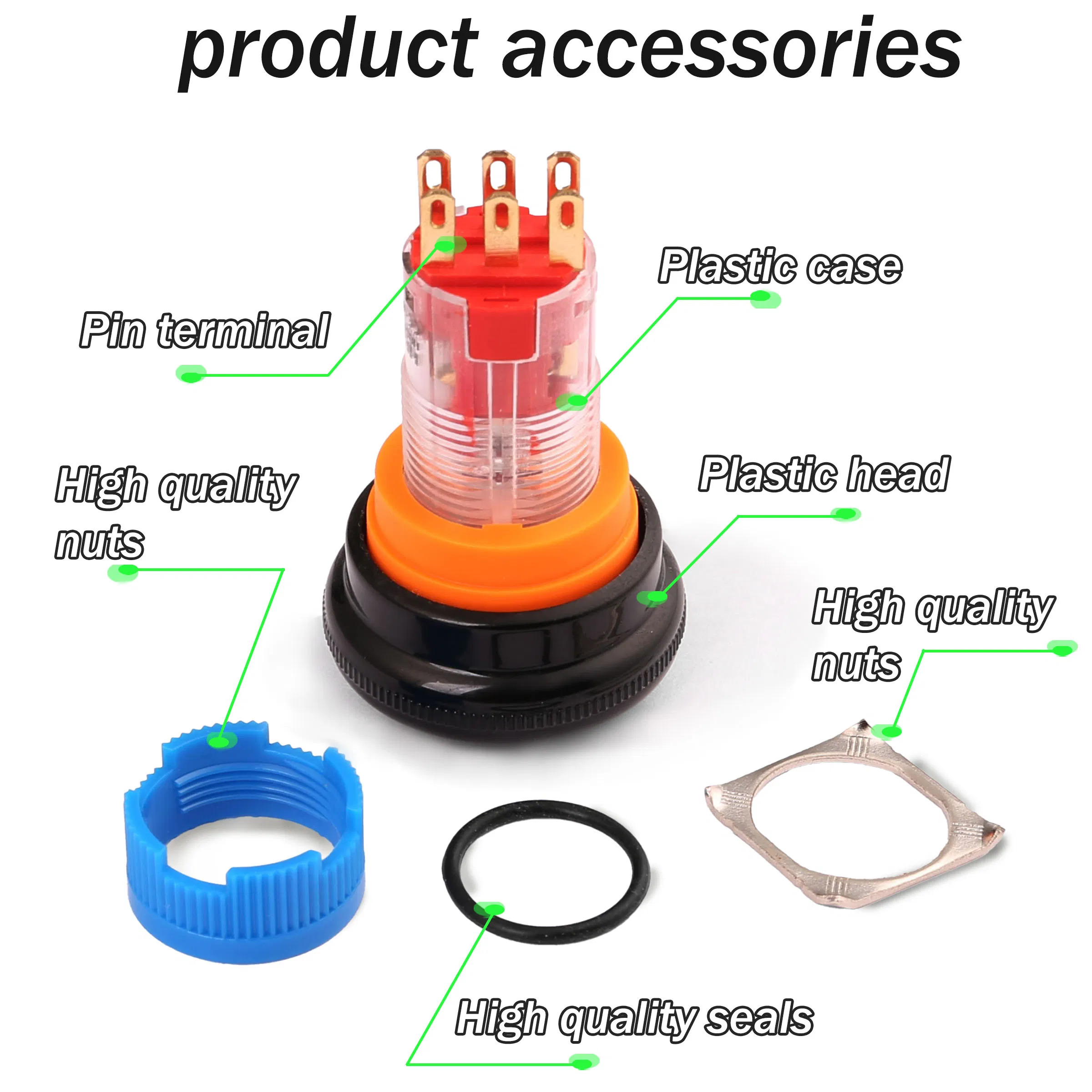 Hban Plastic Mushroom Head Switch Industrial Emergency Stop Button Stops with Just One Tap