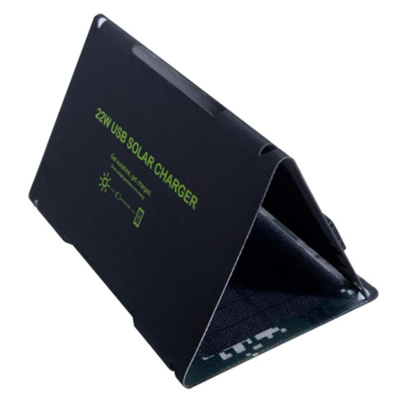 22W Solar Panel Phone Charger 2-Port USB Solar Powered Portable Cellphone Charger