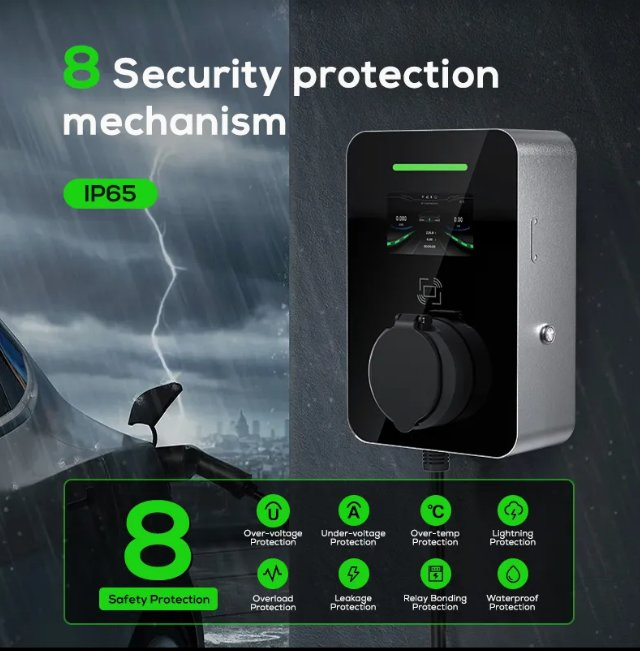 Commercial Version 3 Phase Type 2 IP 66 Wall-Mounted 22kw Fast Charging Station
