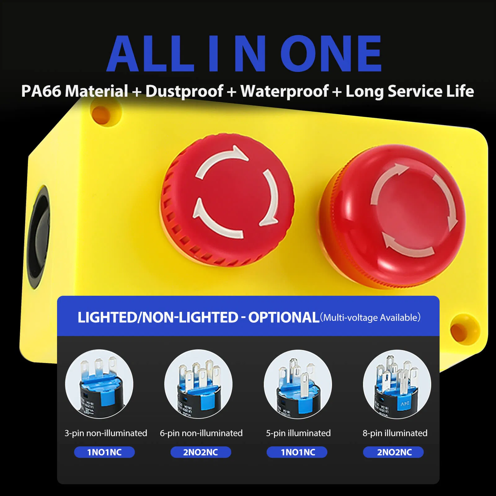 16mm Emergency Stop Button Plastic Emergency Red Mushroom 1no1nc 5A E-Stop Push Button La16-Zs Yijia