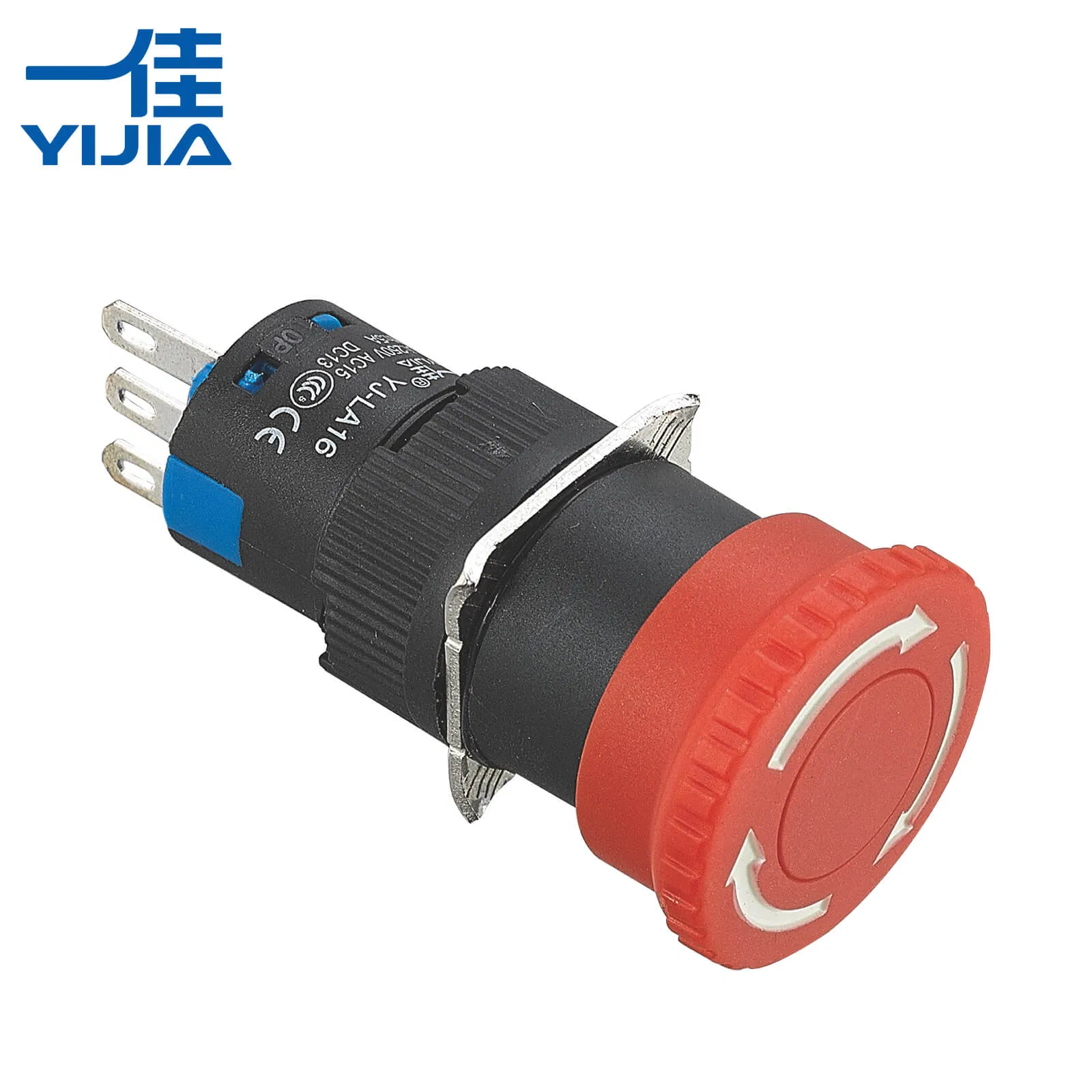 16mm Emergency Stop Button Plastic Emergency Red Mushroom 1no1nc 5A E-Stop Push Button La16-Zs Yijia