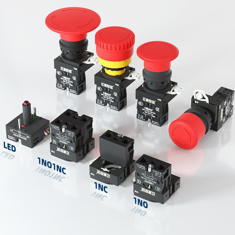 22mm Industrial Emergency Stop Button IP65 Waterproof Plastic Body E-Stop with UL