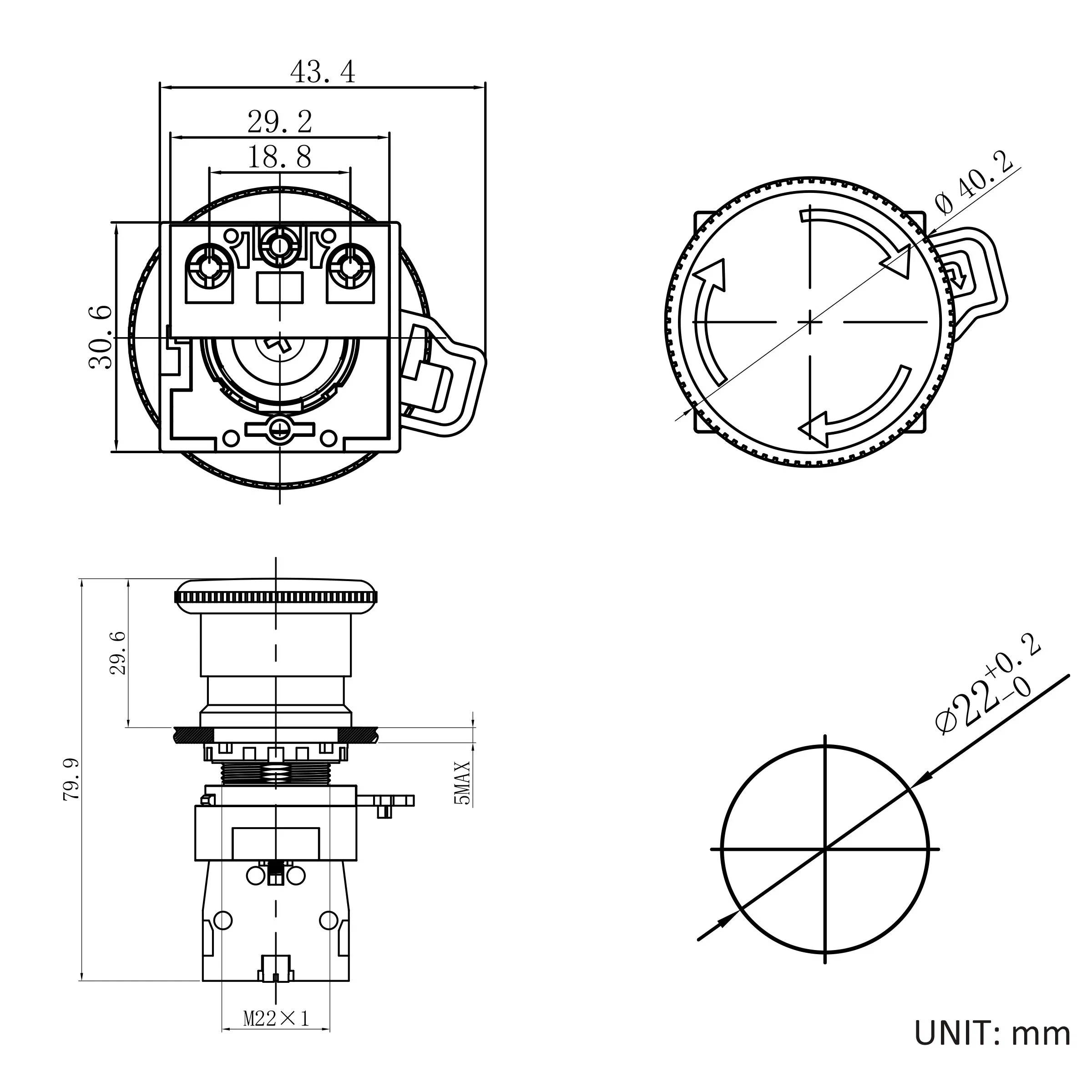 Hban 22mm Waterproof Emergency Stop Button Plastic for Machinery and Equipment
