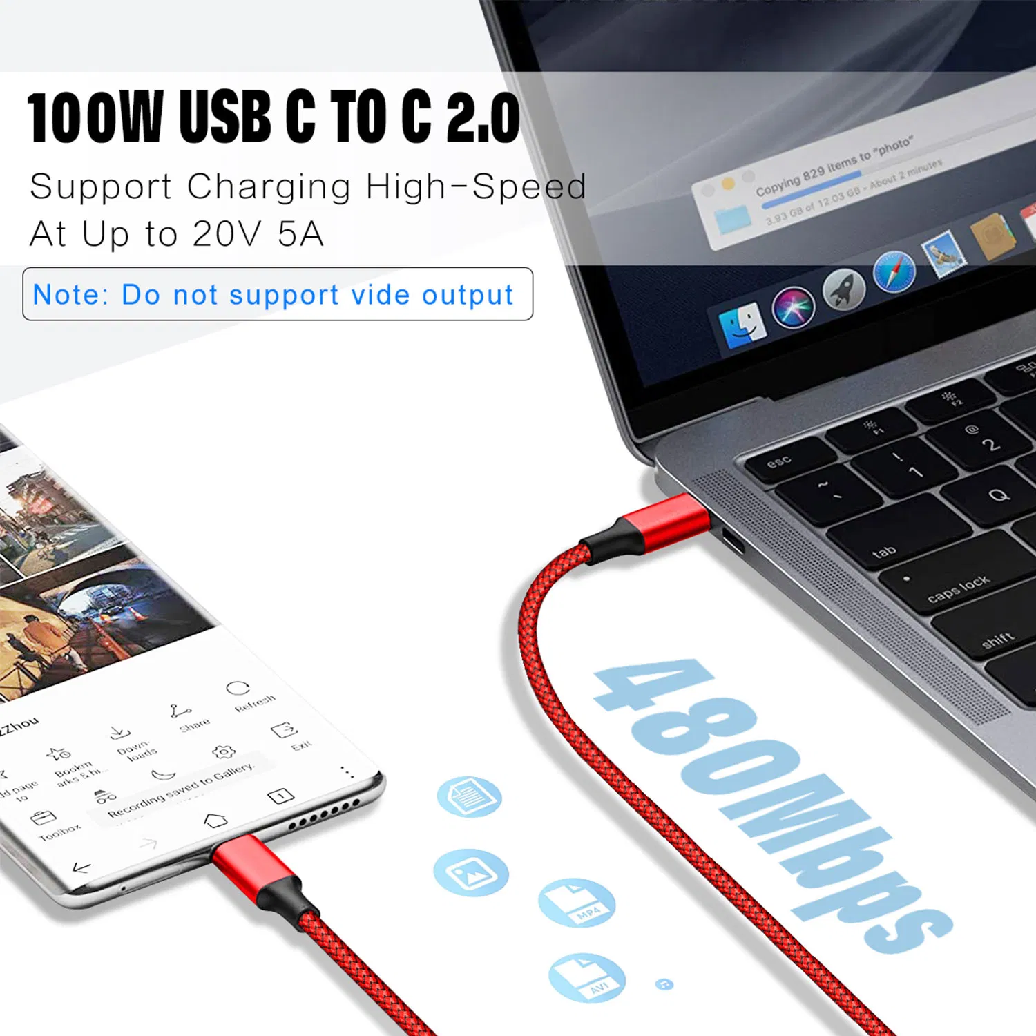 Universal Type C to Type C Nylon Charging Cable with Reinforced Braided Jacket