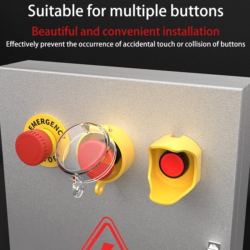 Hban Universal 16mm Emergency Stop Switch Warning Circle with High-Visibility Ring