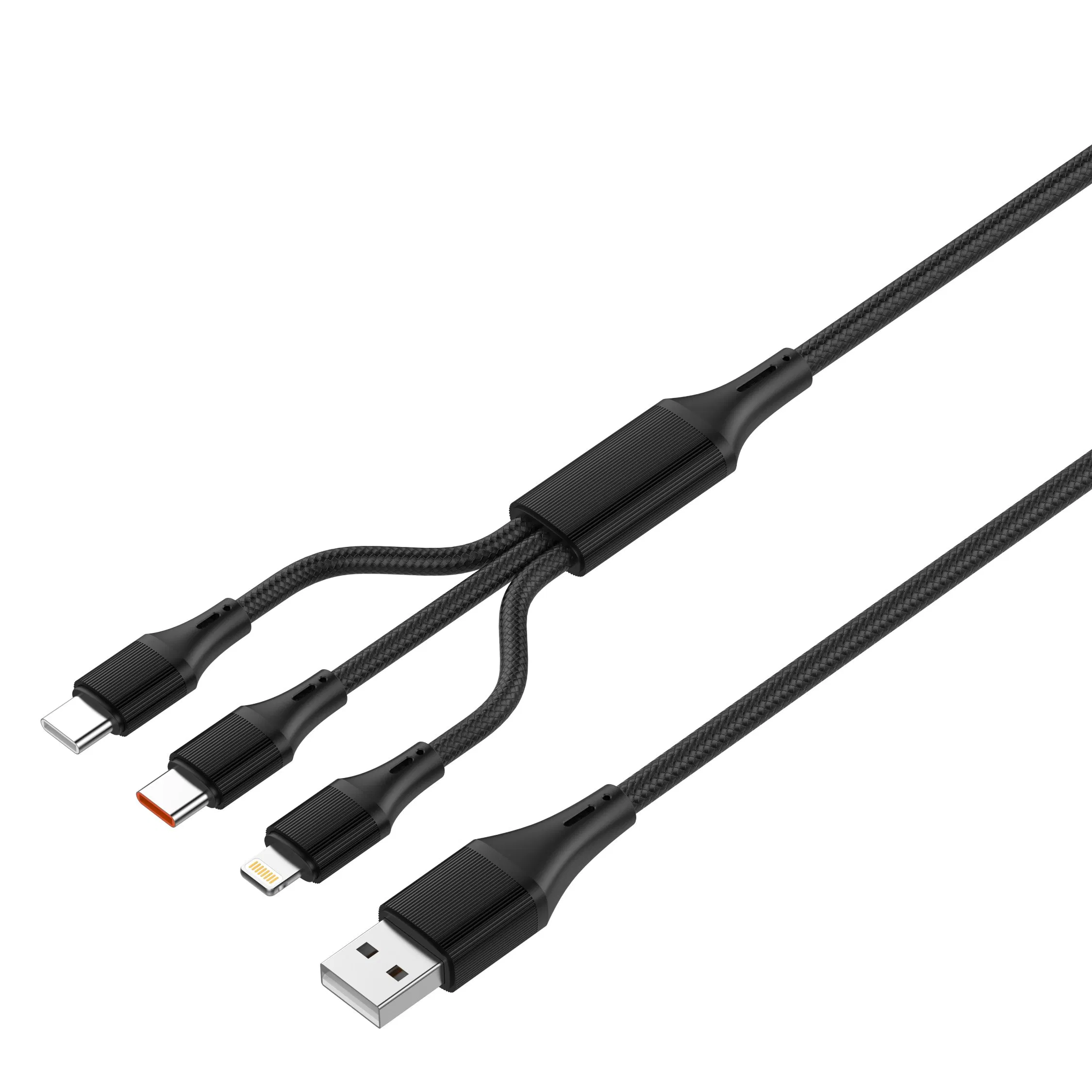 Ldnio LC97u Universal Multi-Function Charging Cable Mobile Phone Tablet 2 for 3 Charger Cable Durable Nylon Braided 1.2 Meters Cable