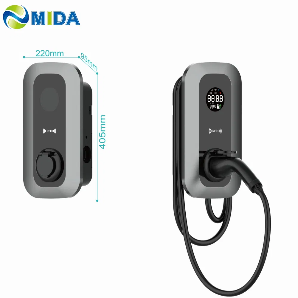 7kw 11kw 22kw Home EV Wallbox with IP55 Protection 7-Inch Screen and Type 2 Cable