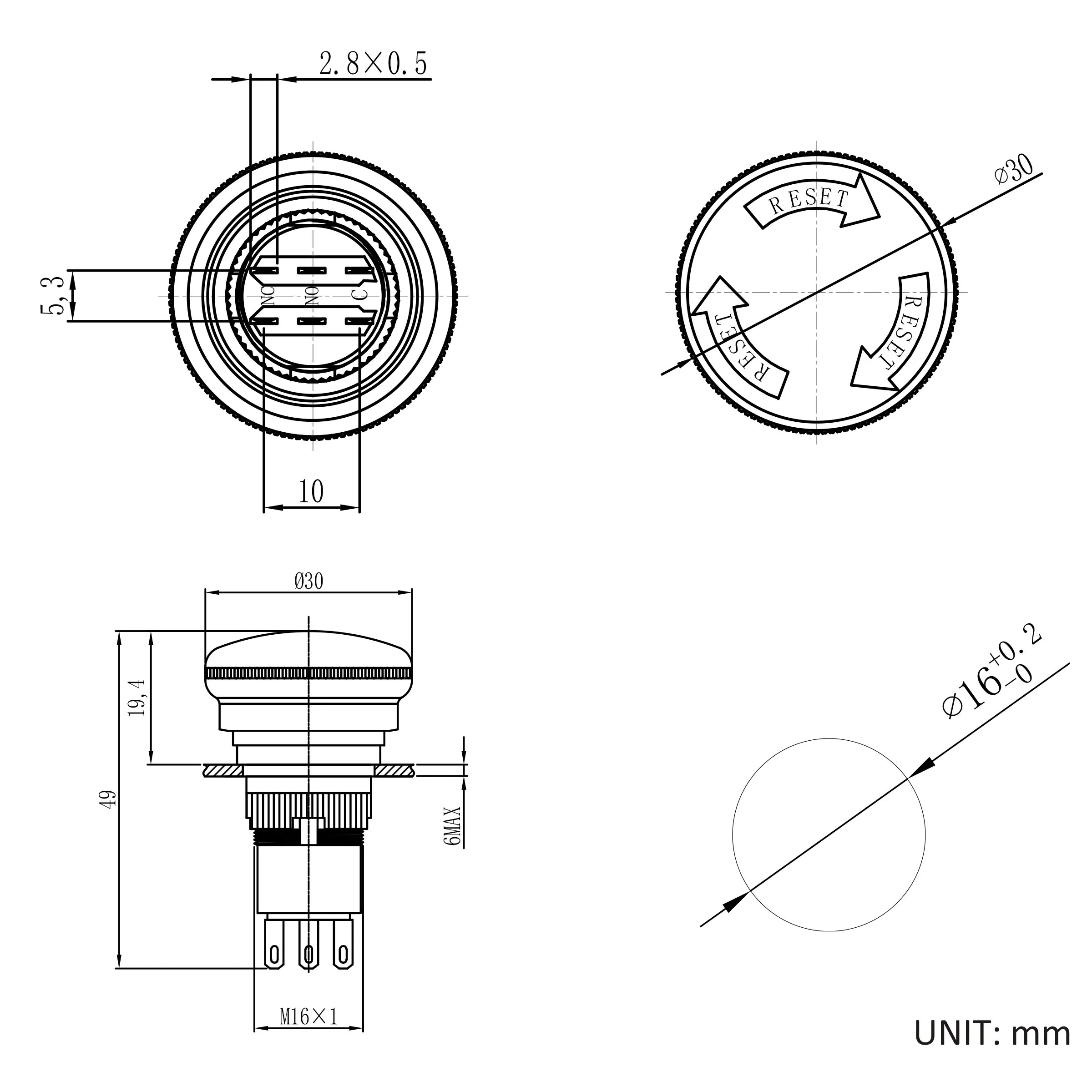 Hban Plastic Mushroom Head Switch Industrial Emergency Stop Button Stops with Just One Tap
