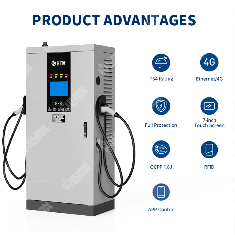 Olink High Quality Commercial Double Gun 120kw 180kw DC Fast EV Charger Station Floor Mounted Charging Stations