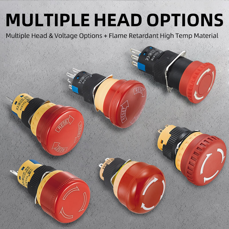 16mm Emergency Stop Button Plastic Emergency Red Mushroom 1no1nc 5A E-Stop Push Button La16-Zs Yijia