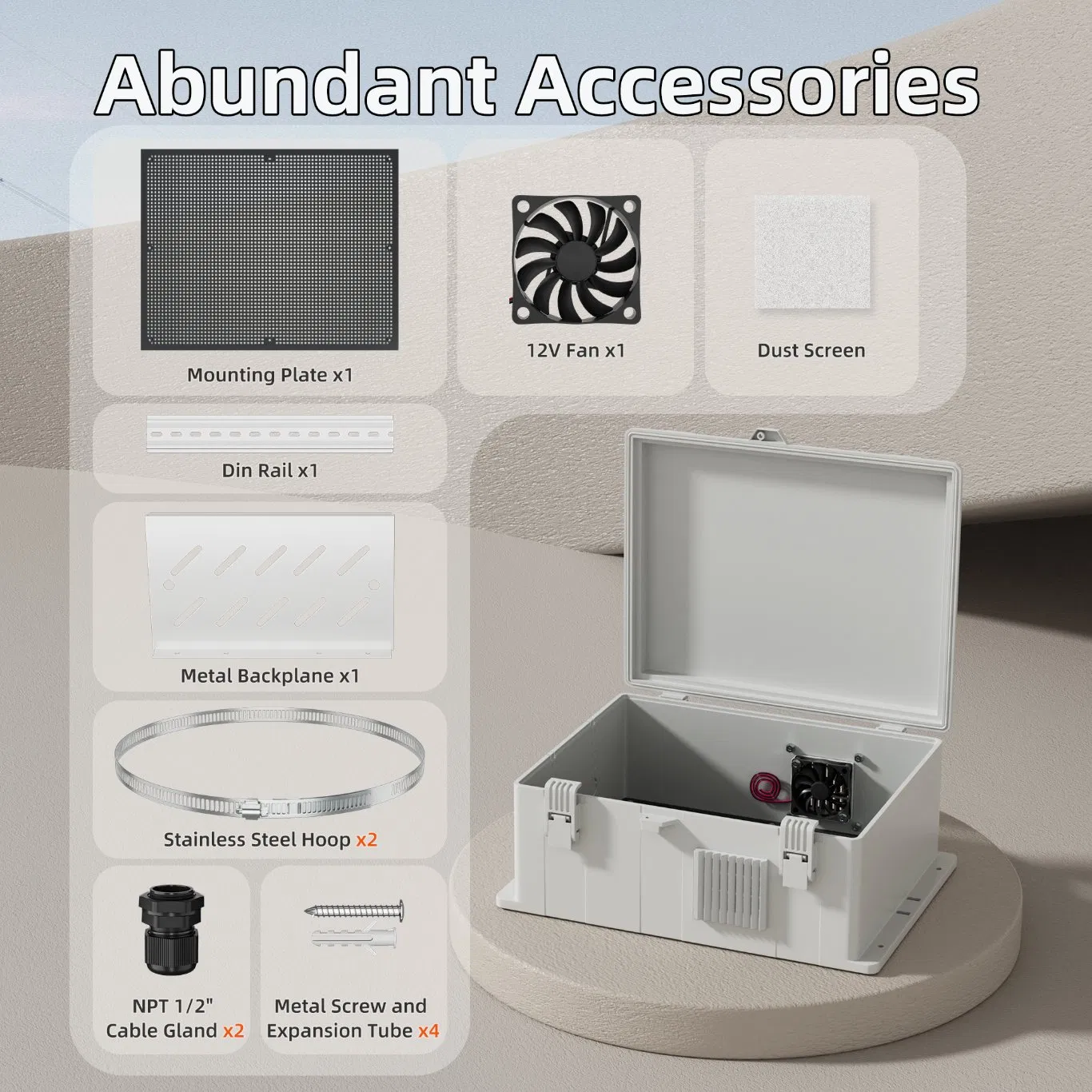 Waterproof ABS Instrument Enclosures Outdoor Electrical Junction Box Vented Control Electrical Enclosure