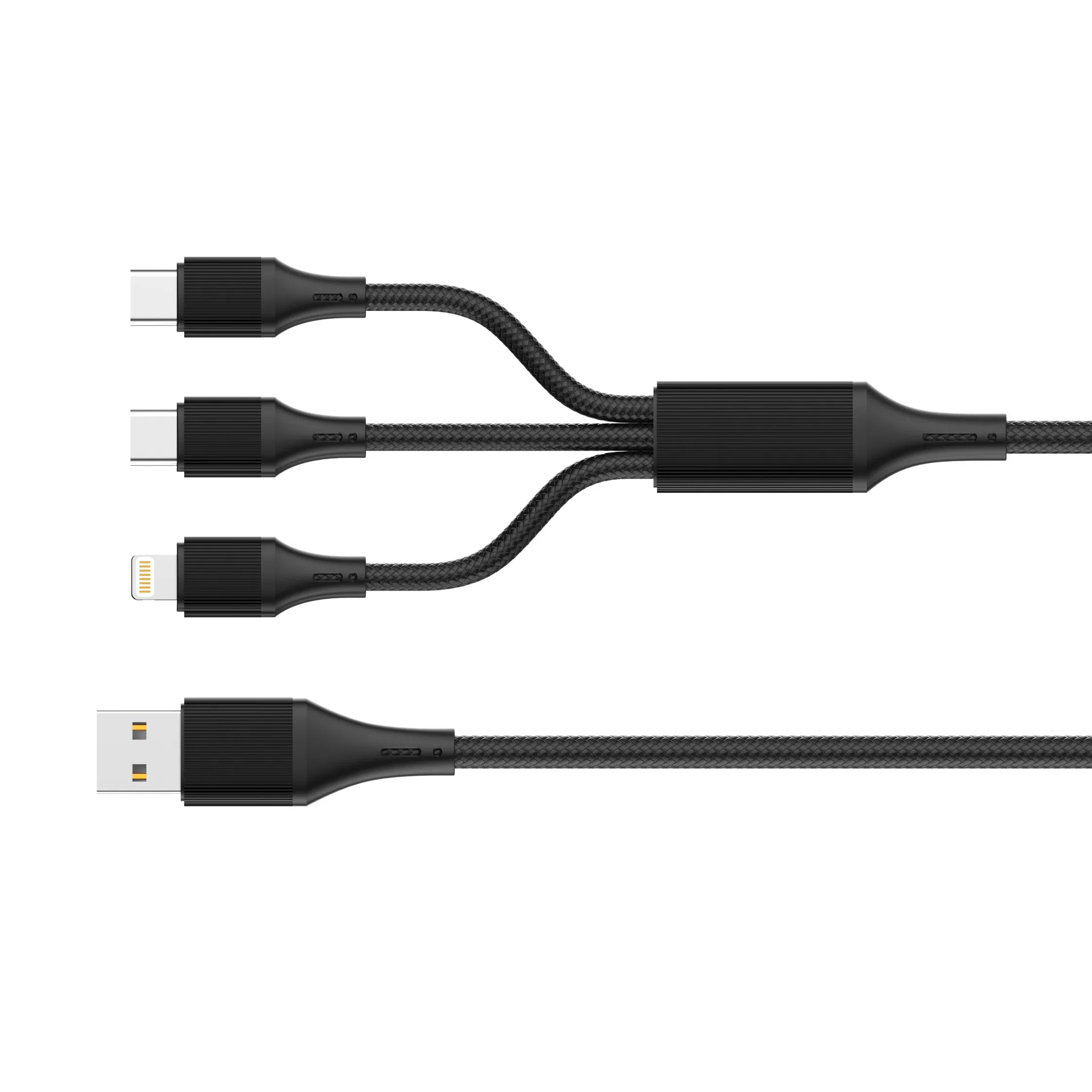 Ldnio LC97u Universal Multi-Function Charging Cable Mobile Phone Tablet 2 for 3 Charger Cable Durable Nylon Braided 1.2 Meters Cable