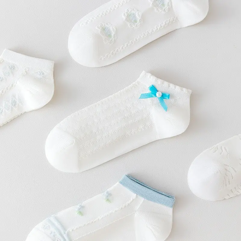 Wholesale Custom Cotton Flower Ankle Socks Low Cut Socks