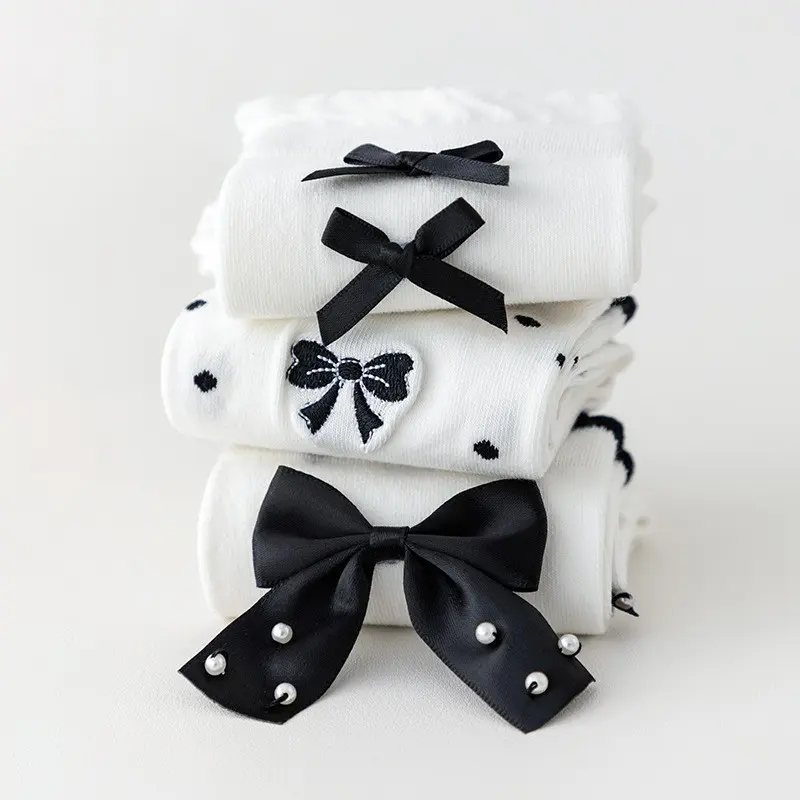 Custom Hot-sale Women Summer Crew Socks Bow Socks