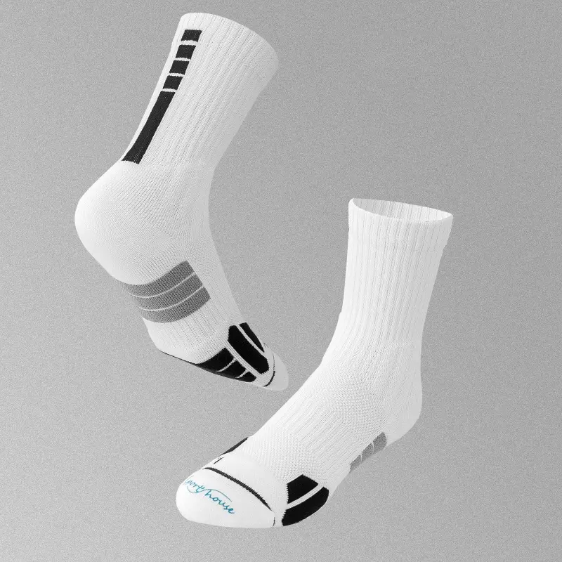 Custom Factory Wholesale Men's Basketball Socks Long Sport Socks Breathable Cotton Terry Socks for Basketball Play Manufacturers, Factory