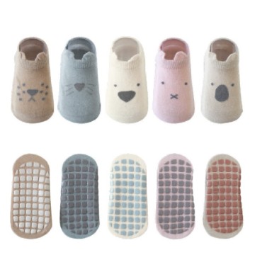 Newborn Soft Anti Slip Infant Socks Cotton Baby Crew Socks With Silicone Grips