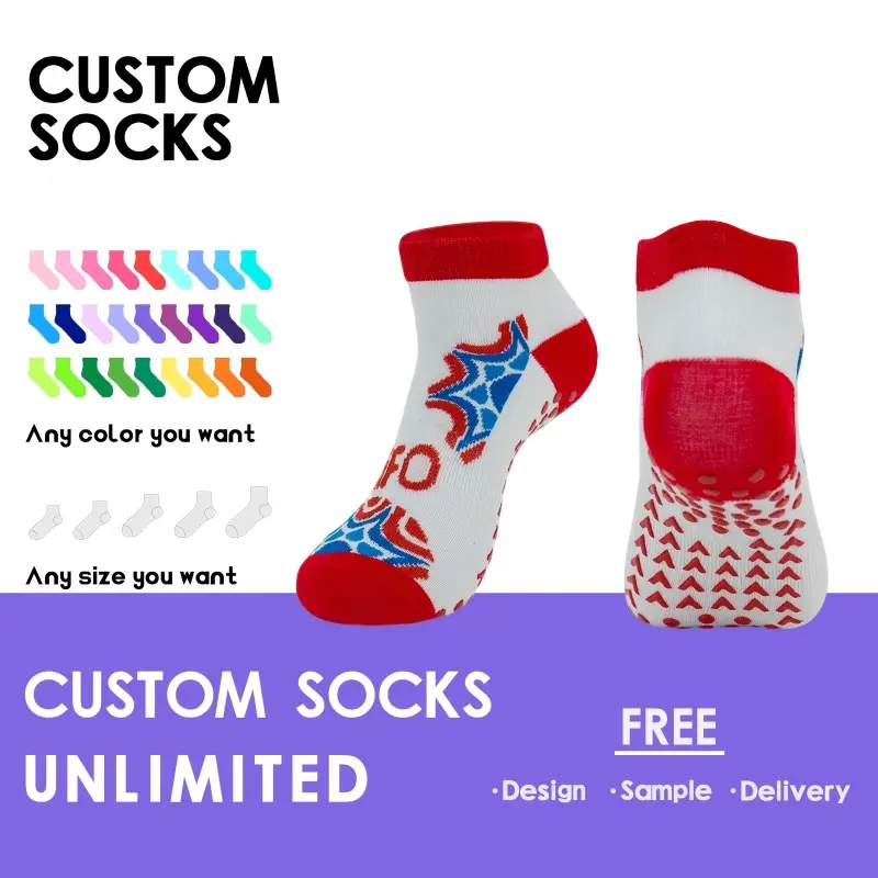 Custom High Quality Custom Grip Trampoline Socks Free Samples Factory OEM Sport Anti-slip Trampoline Socks Suppliers, Factory