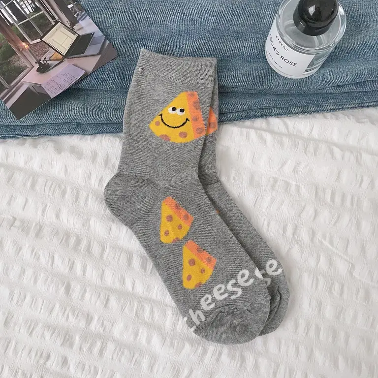 Custom Cute Funny Socks Cartoon Cheese Food Socks Gift Socks