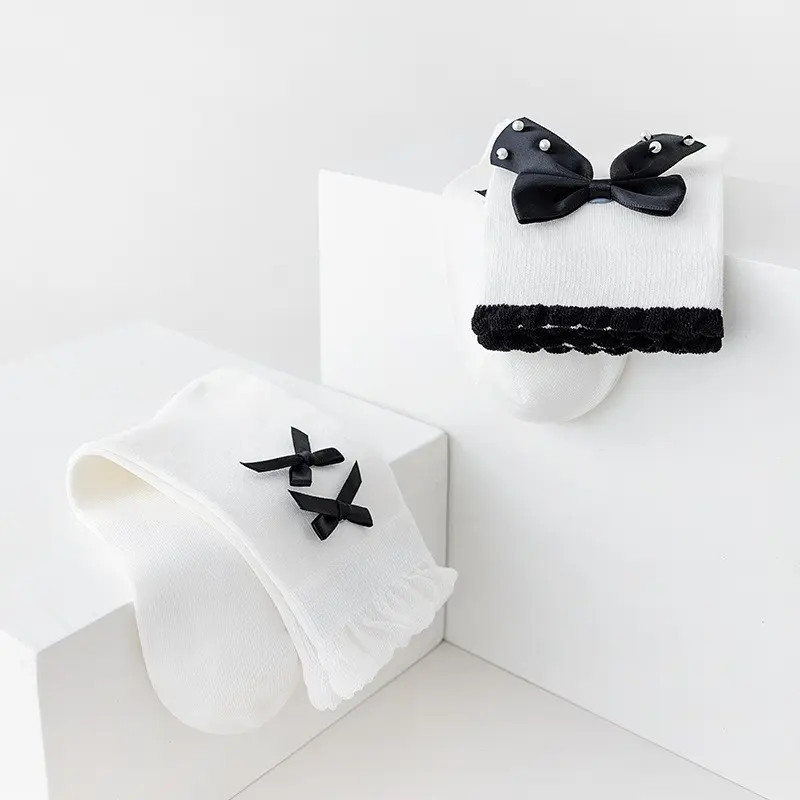 Custom Hot-sale Women Summer Crew Socks Bow Socks