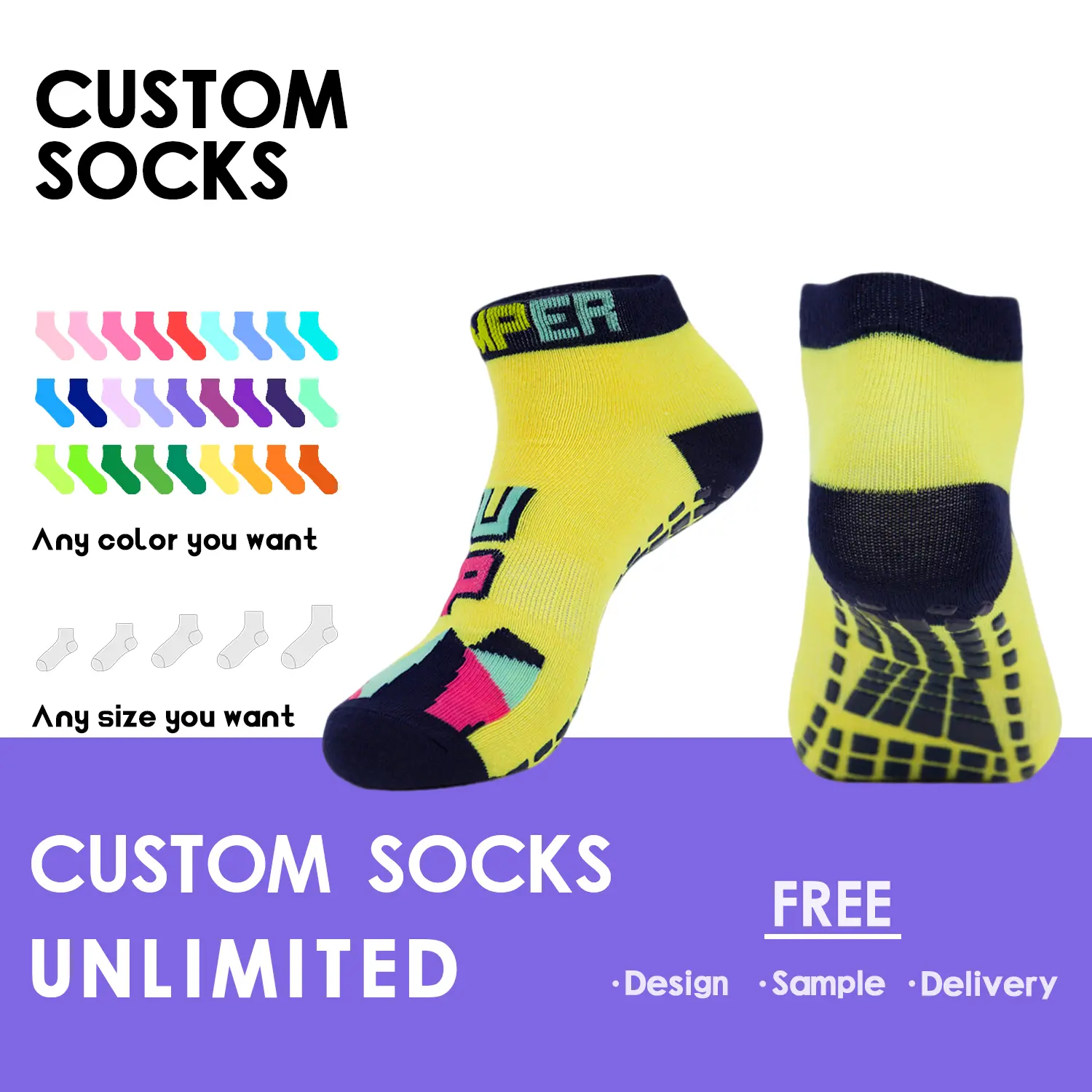 Wholesale Factory Custom Logo Polyester Trampoline Socks for Summer Supplier, Factory