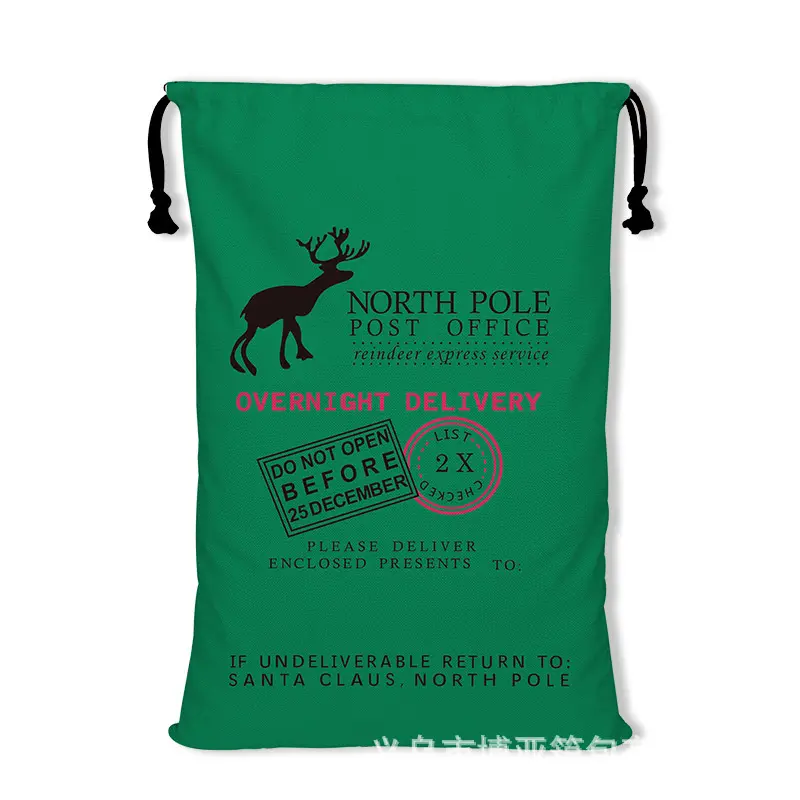 Custom Cotton Linen Christmas Large Capacity Canvas Bag With Drawstring Closure