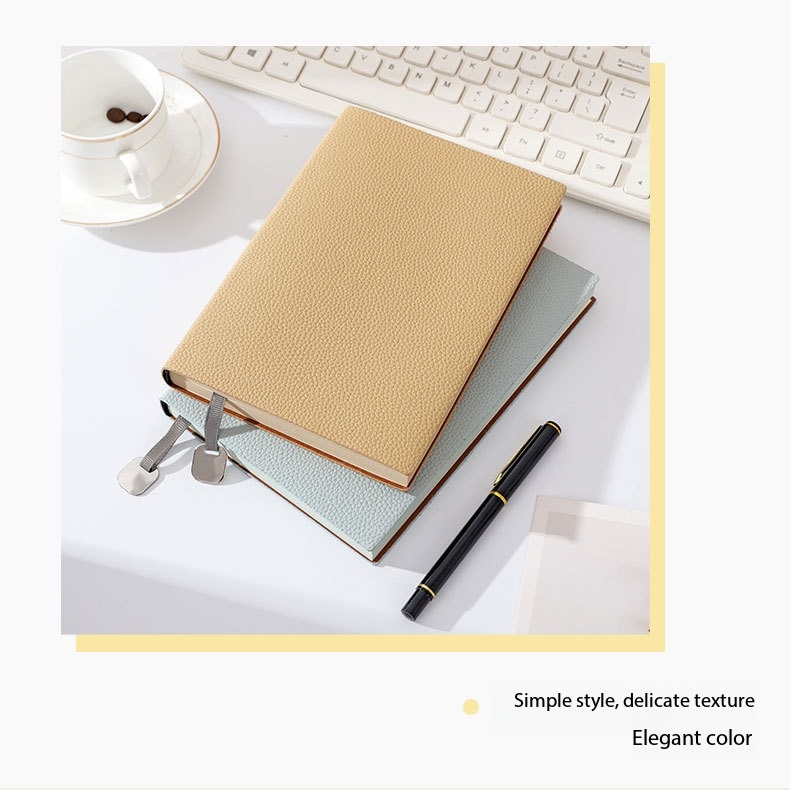 A5 lychee-textured simple soft leather notebook