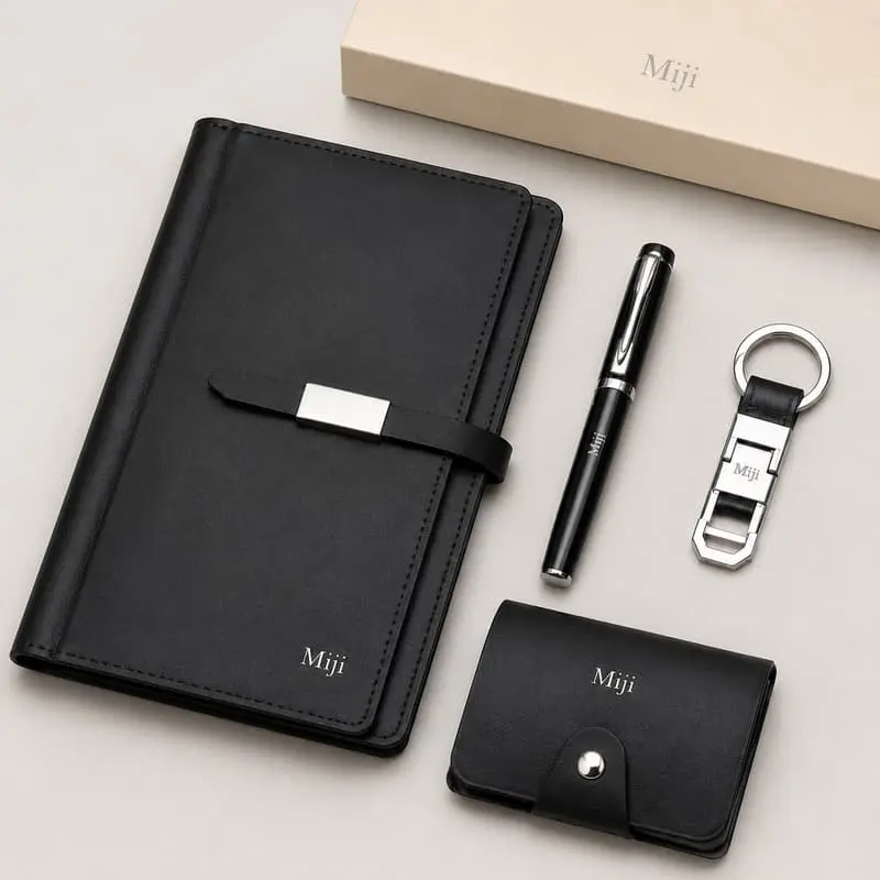 Custom Business Gift Set with Notebook, Pen, Keychain and Card Holder