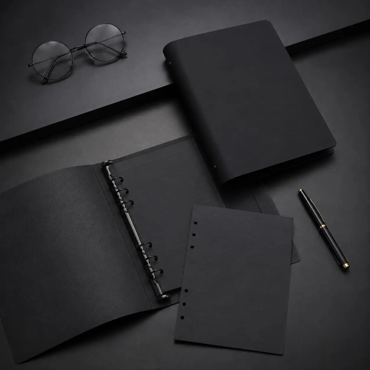 China Custom A5 Black 6-Ring Loose-Leaf Notebook | Refillable Binder Planner Manufacturer, Factories