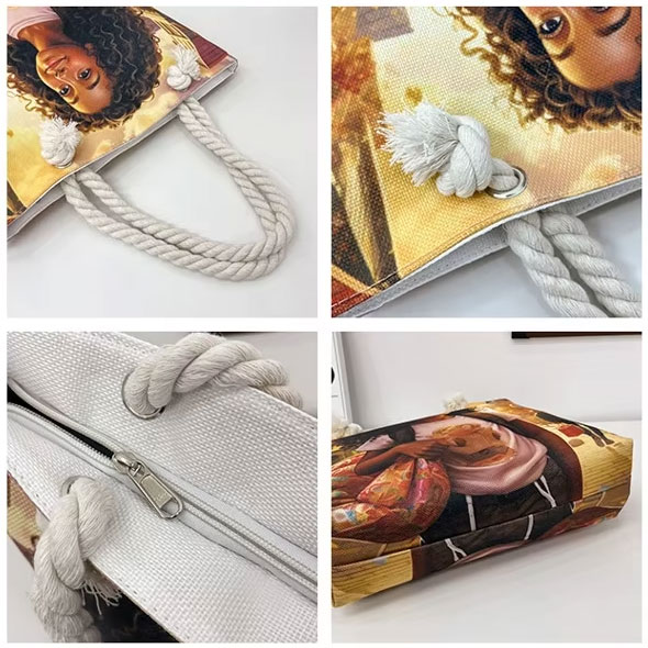 Multi-Functional Fun Cartoon Pattern Tote Bag with Rope Art Printed detail (2)