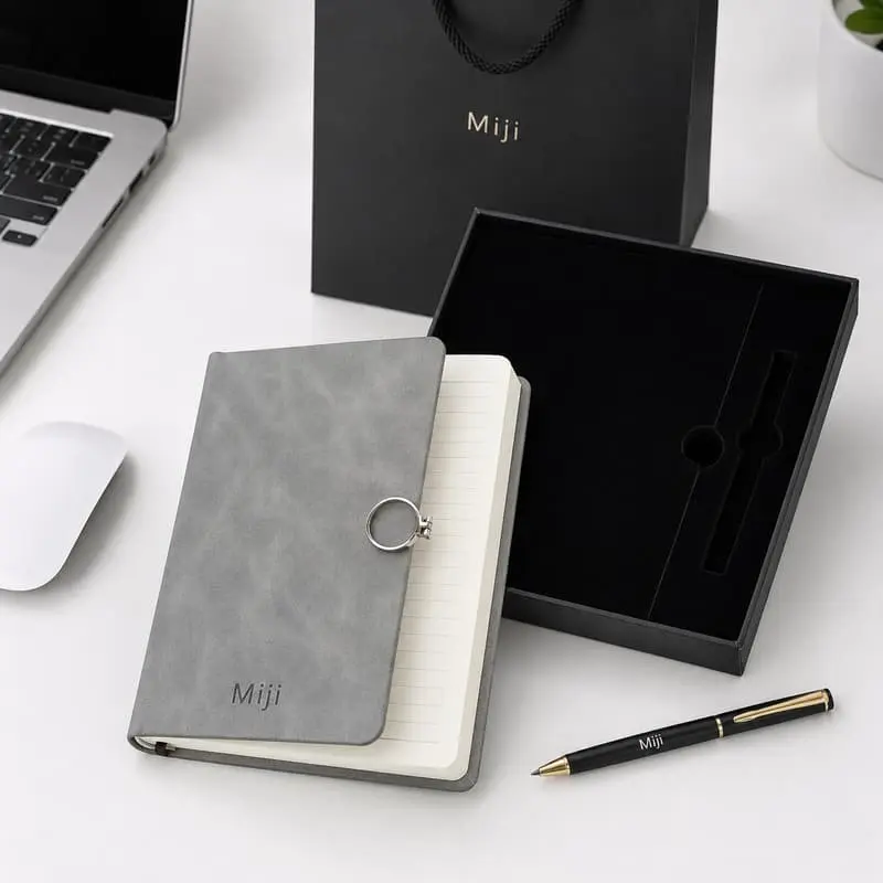 Custom Grey Notebook and Pen Gift Set