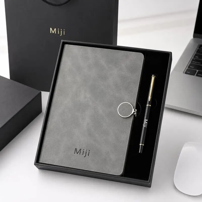 Custom Grey Notebook and Pen Gift Set