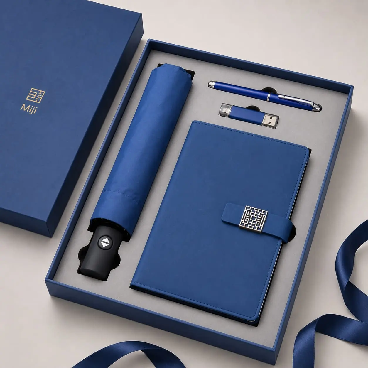 Custom Executive Gift Set with Notebook, Umbrella, Pen and USB