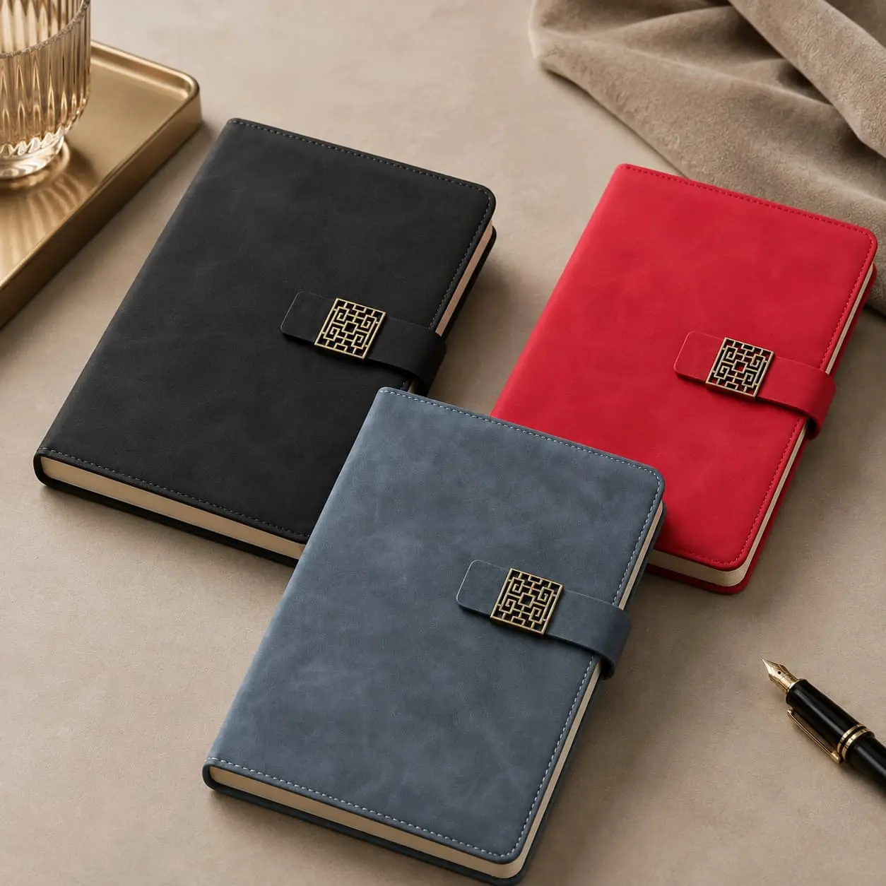 China Custom A5/B5 Vintage PU Hardcover Notebook with Magnetic Clasp | 200 Pages Manufacturer, Suppliers