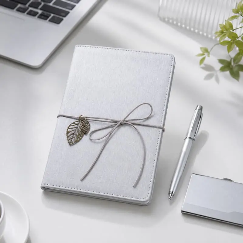Custom Silver Notebook Pen Card Holder Gift Set